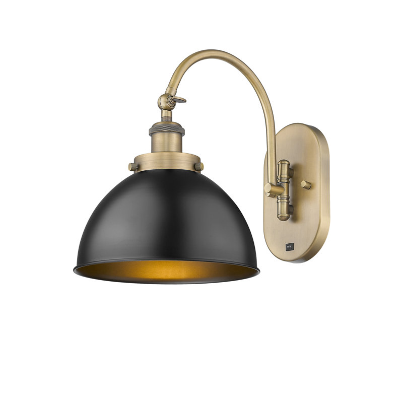 Shauna Swing Arm Sconce, LED, Matte Black, Brushed Brass