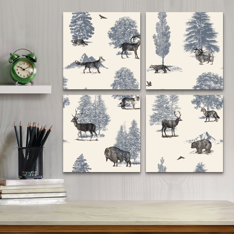 Ensemble de 4 panneaux muraux sur toile - «Where It's Belong» par Florent Bodart pour décoration de salon, de chambre à coucher ou de bureau 