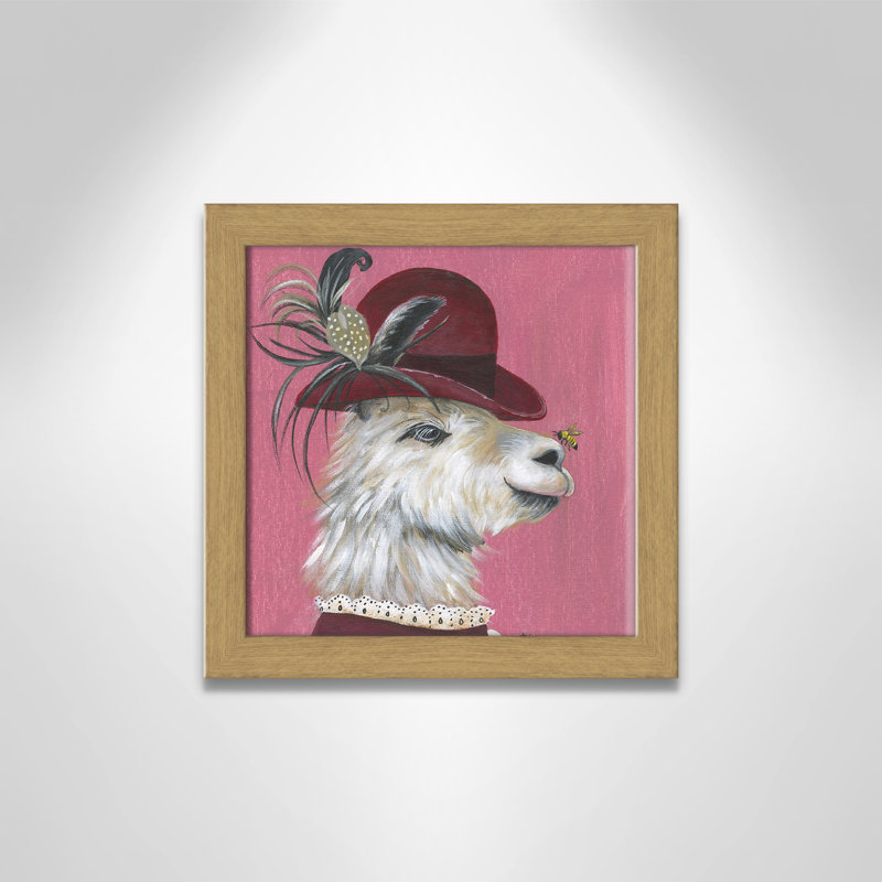 Art sur toile llama, H 14 po x l 14 po x P 0,625 po, Cadre en chêne