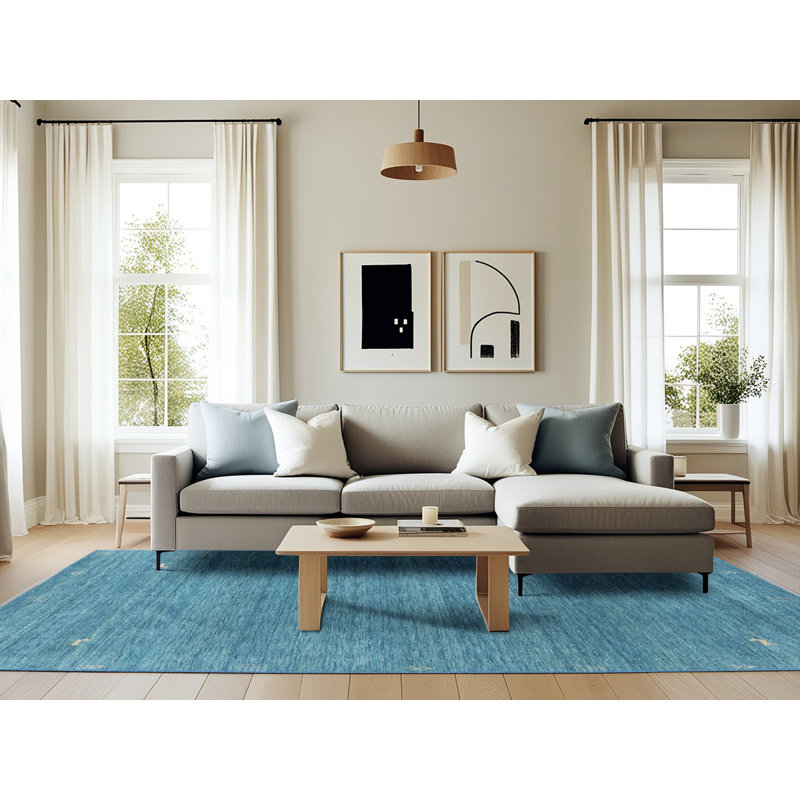 Tapis contemporain bleu, Rectangle 6 pi 0 po x 9 pi 0 po