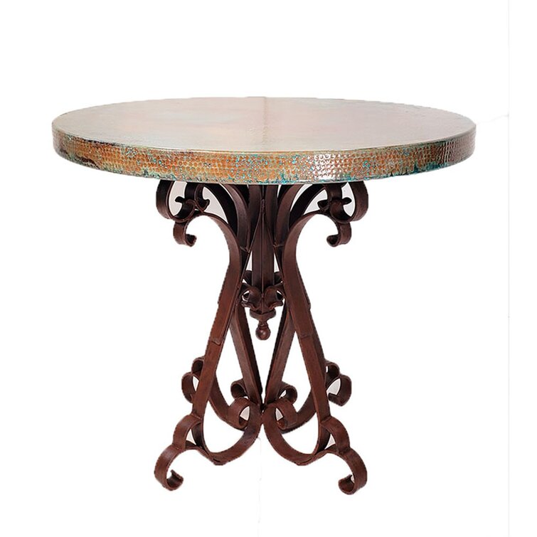 Round Oxidized Hammer Copper Bar Table 1246 E
