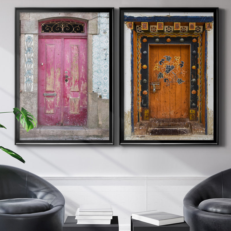 Porte portugaise - ensemble de 2 reproductions de photos, H 30,5 po x l 42,5 po x P 3 po, H 31,5 po x l 47 po x P 1,5 po