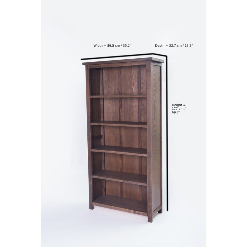 Arise-Sun Solid Wood Bookcase, Dark Coffee, (5 Shelves) 70" H x 35.2" W x 13.3" D