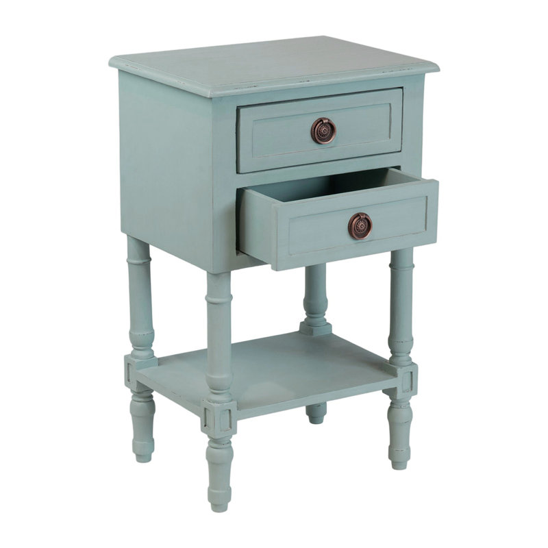 James 15.7'' W Solid Wood Nightstand, Blue