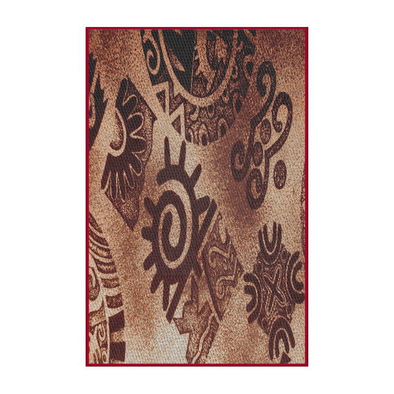 Tapis brun à motifs, Rectangle 7 pi x 9 pi
