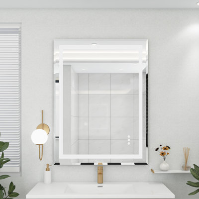 48 In. W X 36 In. H LED Rectangular Frameless Horizontal Or Vertical Hanging Wall Bathroom Vanity Mirror In Silver