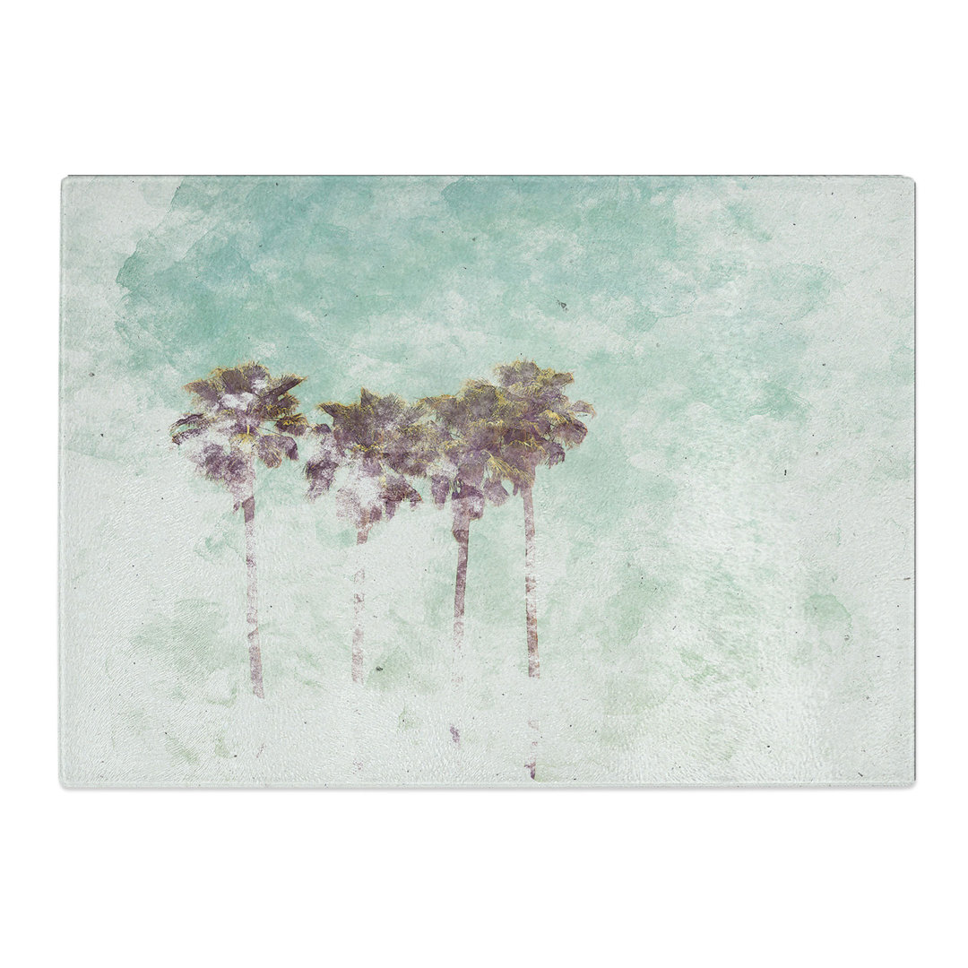 Tempered Glass Summertime Palm Trees Chopping Board