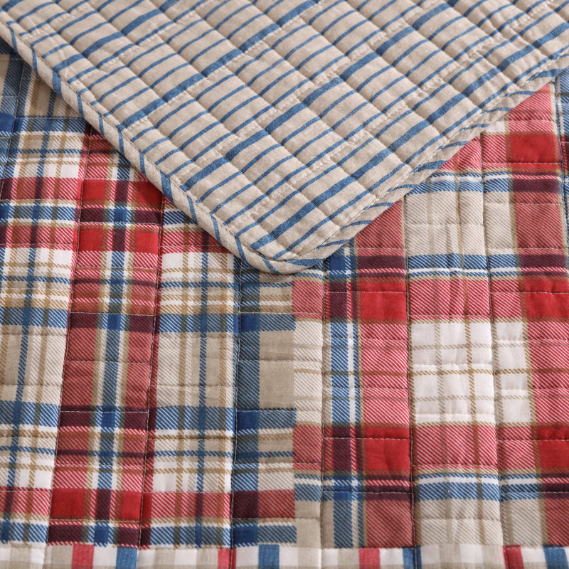 Ensemble de courtepointe réversible Eddie Bauer Hawthorne, Courtepointe pour grand lit + 2 taies décoratives, Brun