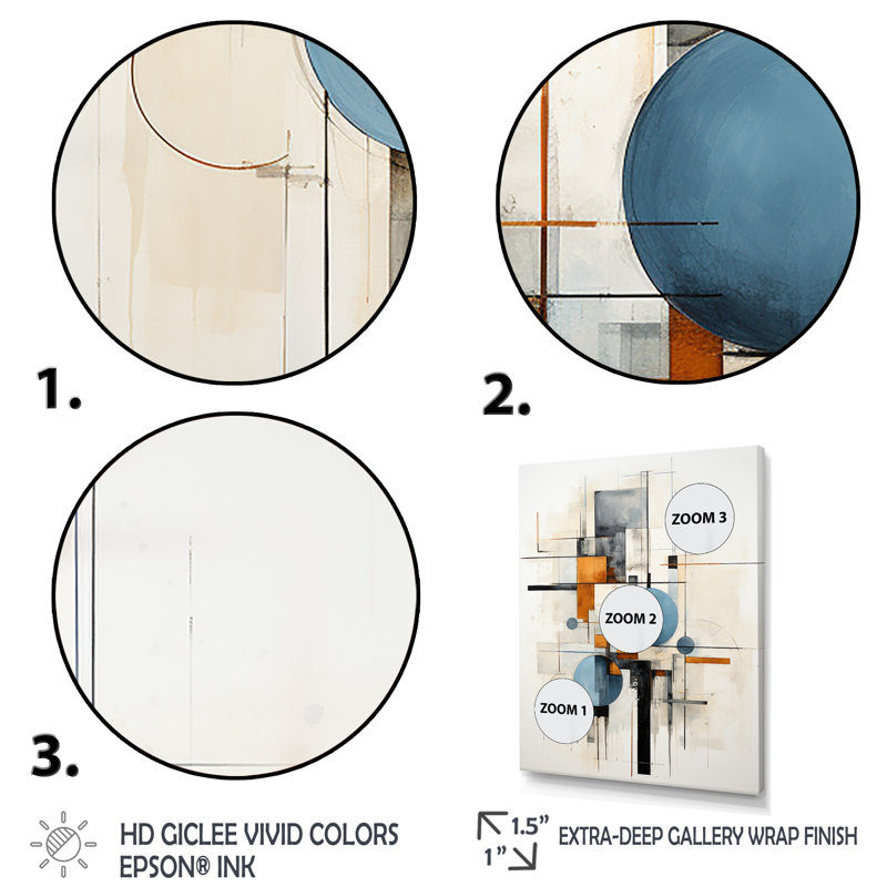 «Isabellah Beige Blue Suprematism Harmonic Intersections II», reproduction sur toile, H 20 po x l 12 po x P 1 po