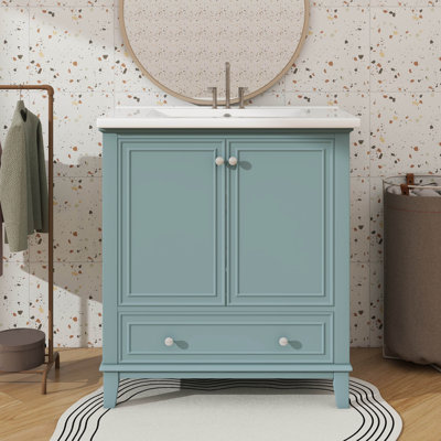 Ensemble de meuble-lavabo 30 po avec lavabo, portes vitrées et tiroir simple