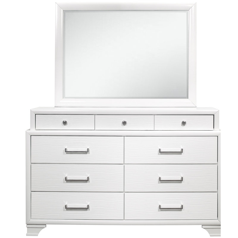 Adebayo Solid And Engineered Wood Square Dresser Mirror, White
