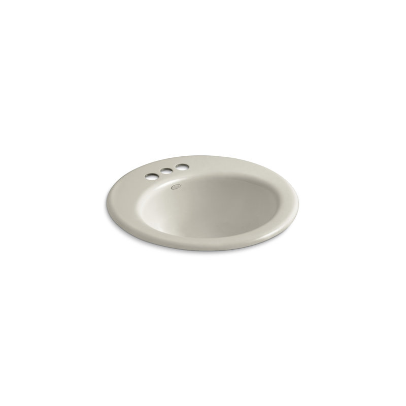 Lavabo de salle de bain circulaire en métal avec trop-plein Radiant, Sable mexicain, 4 po au centre