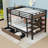Metal Bunk Bed with Built-in Outlet and Extensive Storage-577917338