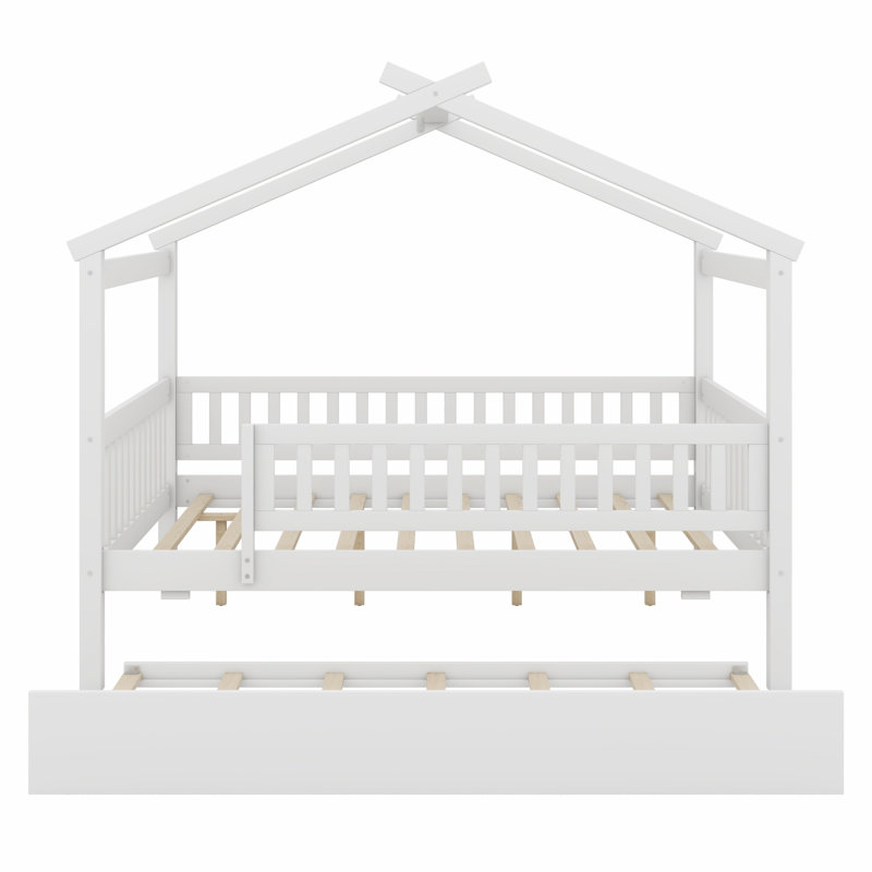 Lit en bois avec couchette, Blanc