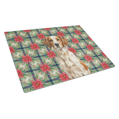 Roan Brittany Christmas PoinsettIas Glass Cutting Board
