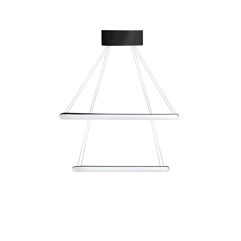 Adjustable Black Aluminium Chandelier, 12 x 12 inches & 15.7 x 15.7 inches | LED Socket, 40-60 Watts, White Light (6500K) | Modern Design for Dining & Living Room, Sleek and Stylish Lighting Solution