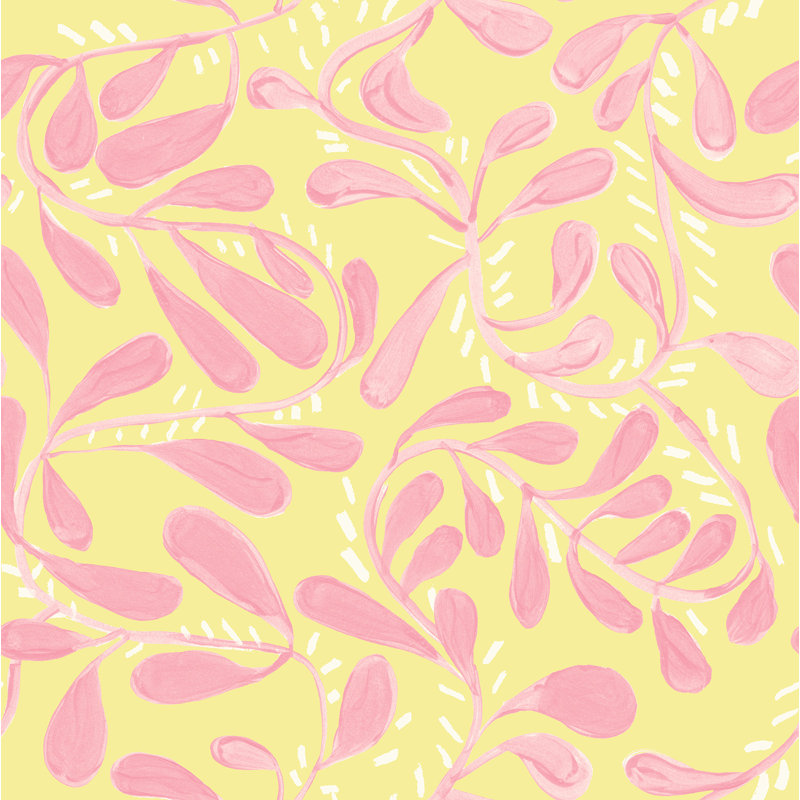 Susan Hable Floral Wallpaper Double Roll, Pink/Yellow