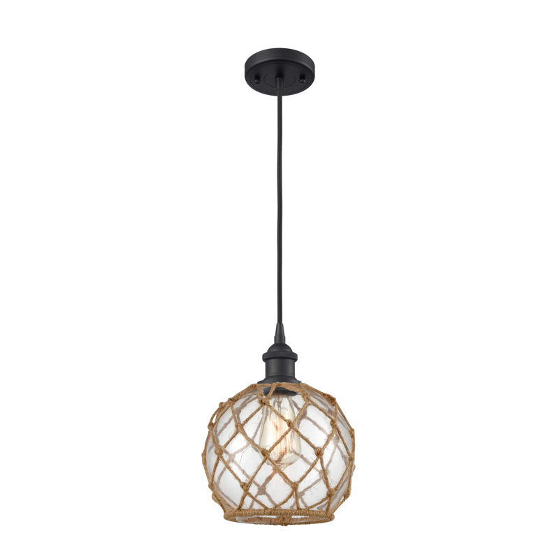 Tobey 1 - Light Single Pendant, 10" H x 8" W x 8" D, Clear/Brown, Matte Brown