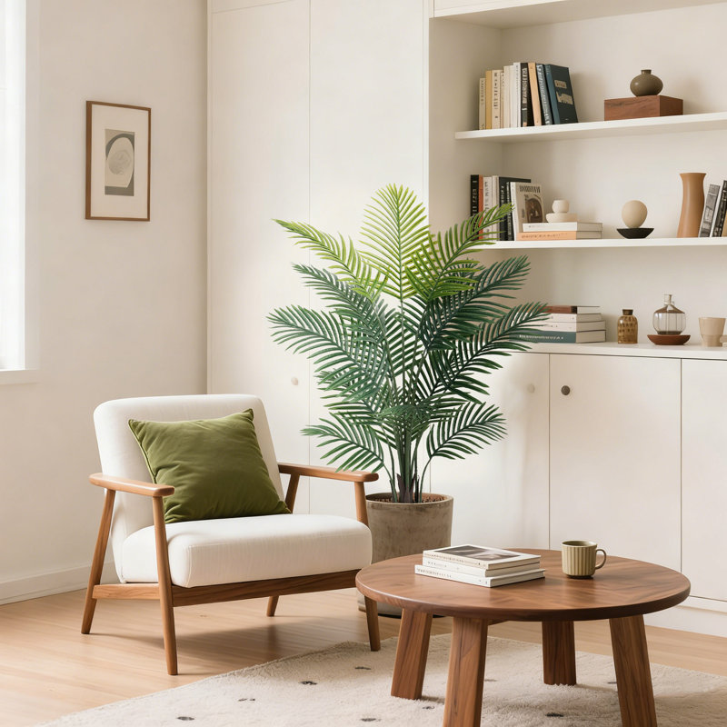 Palmier artificiel en pot, faux palmier tropical Areca pour la décoration intérieure, 47 po x 6 po
