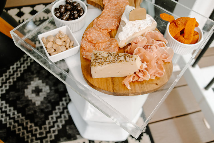 wooden tray as charcuterie board