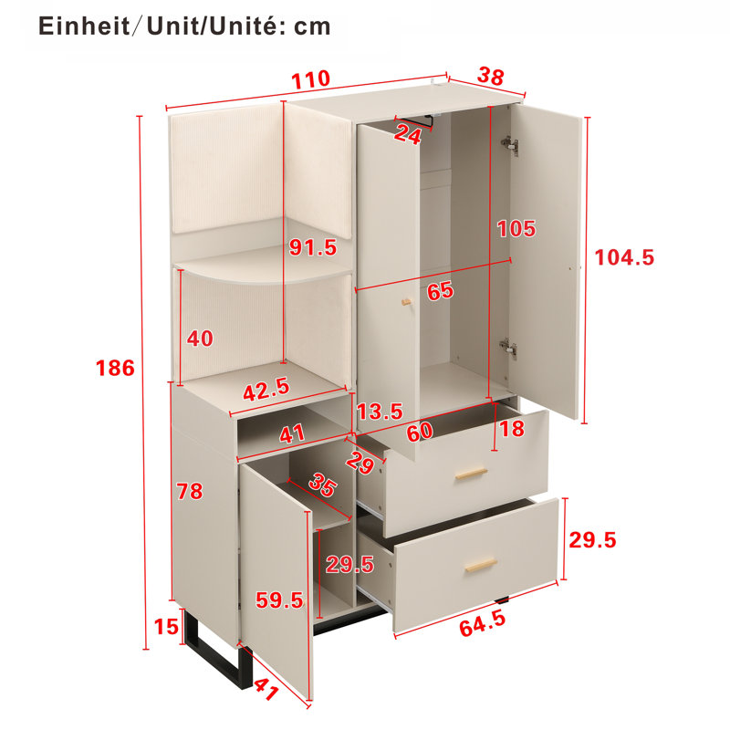 2 Door Wardrobe, White