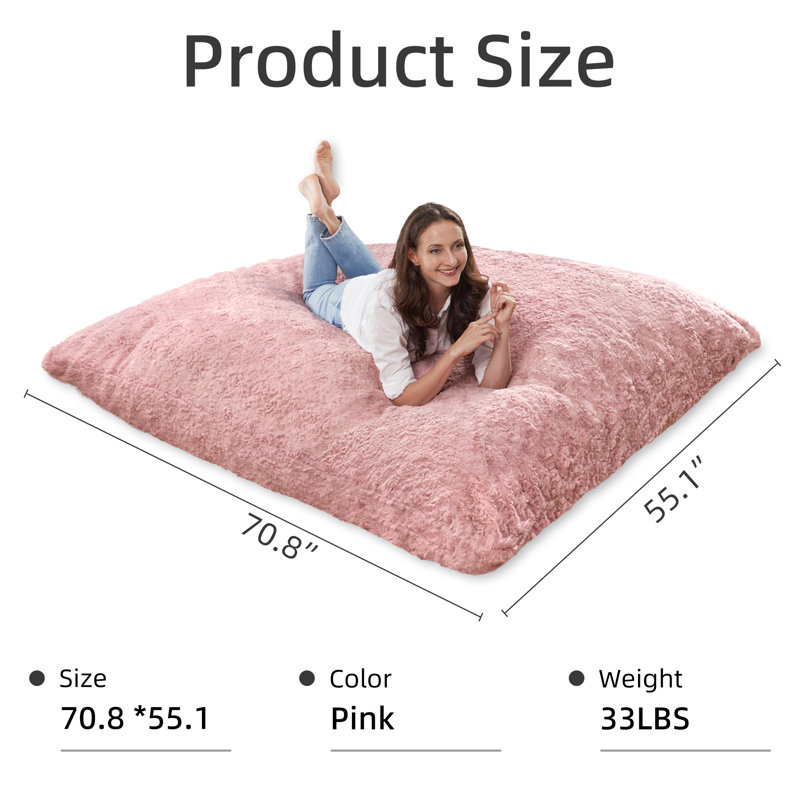  4 In 1 Bean Bag Chair, Giant Memory Foam Filling Bean Bag Sofa, Adult Bean Bag Chair, Machine Washable Faux Fur Cover, Bean Bag For Adult