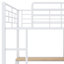 Lit mezzanine double avec bureau et tabouret, garde-robe de style ouvert, tablettes et armoire-317486411