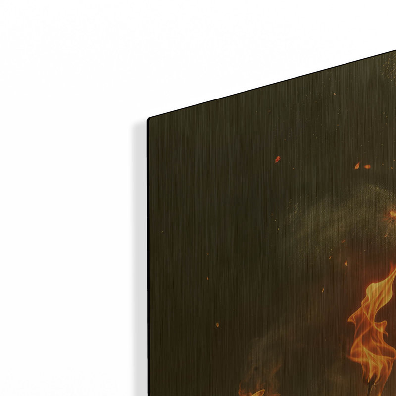 «Red Rose on Fire 4» par Rey Klimt, art mural en métal, 36 po x 36 po