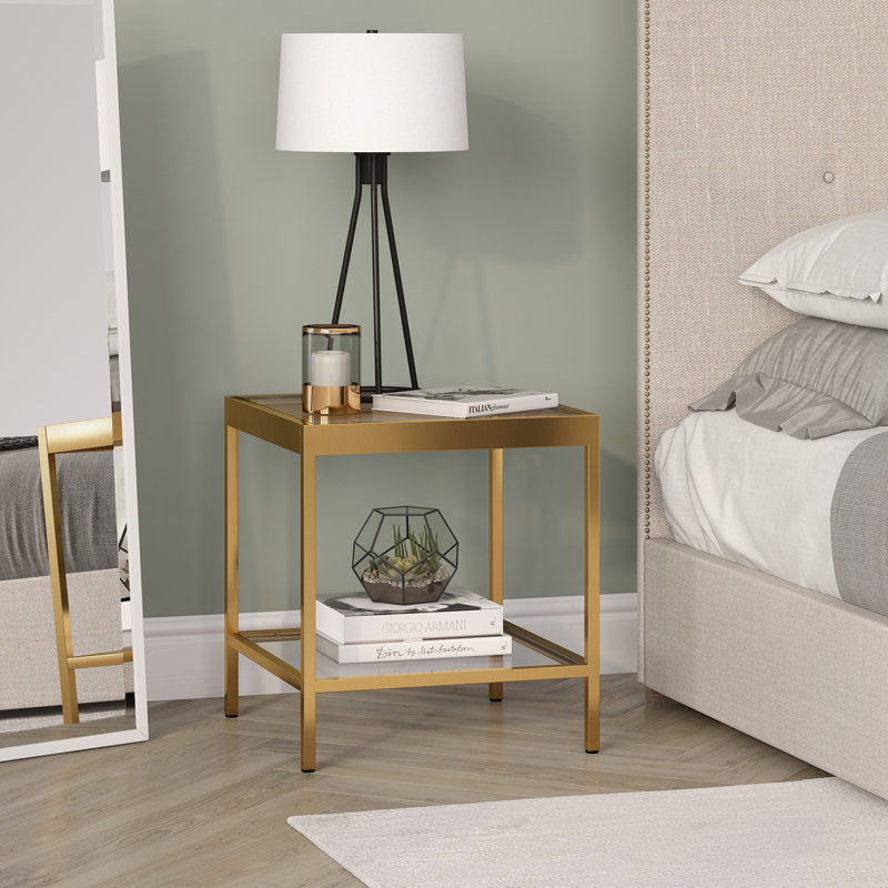 Alexis Glass Top End Table, Gold