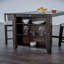 Ensemble de salle à manger 3 pièces de style transitionnel 1 table à hauteur de comptoir et 2 chaises de salle à manger avec tablettes et siège rembourré avec prise USB