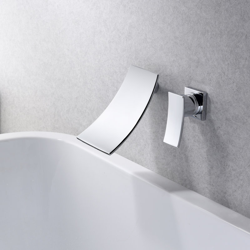 Sumerain Bathtub Faucet Wall Mount, Waterfall Tub Faucet Tub Filler with Single Handle, Chrome