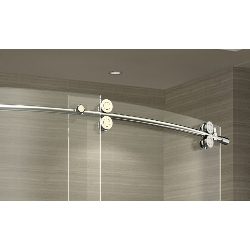 ZenArch 60" W x 77.5" H Single Sliding Frameless Shower Door, Right Opening, Chrome, Left Drain