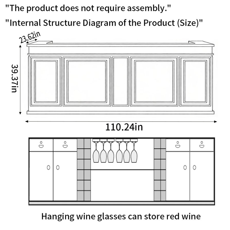 Comptoir de bar Sleek Contemporary - Pratique pour les bars à domicile, Natural Wood