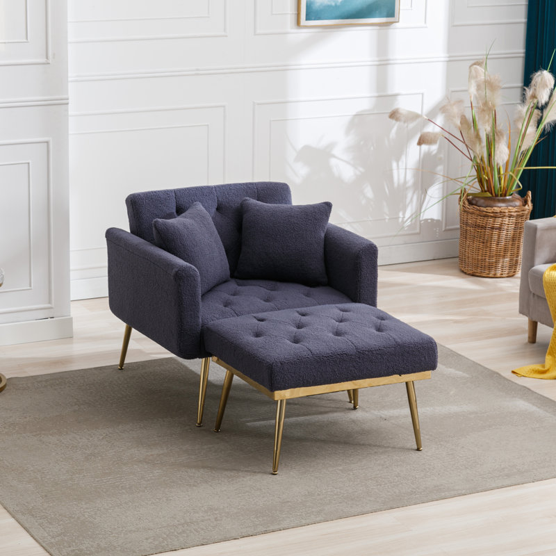Chaise longue inclinable Asare, 100 % polyester bleu marine
