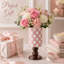 Vase à carreaux avec base en bois, centre de table en herbe de la pampa noire et blanche, vase à carreaux pour table à manger ou table de cuisine, décor minimaliste, (rose)-1805337589