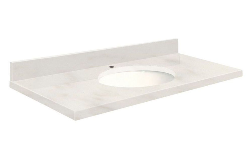 Dessus de salle de bain simple 49 po meuble-lavabo, Blanc, Cristal Nano, Monotrou