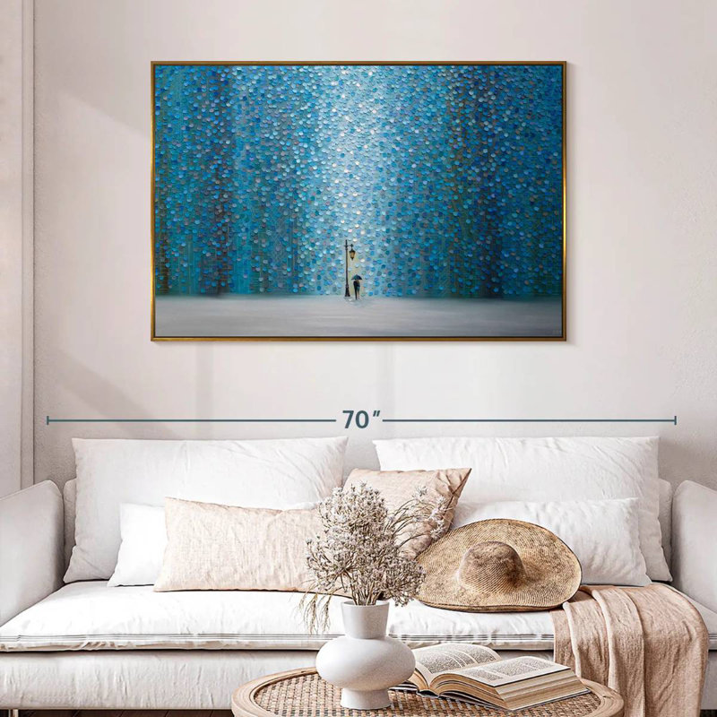 Pluie nocturne, 46 po x 31 po, Cadre flottant doré
