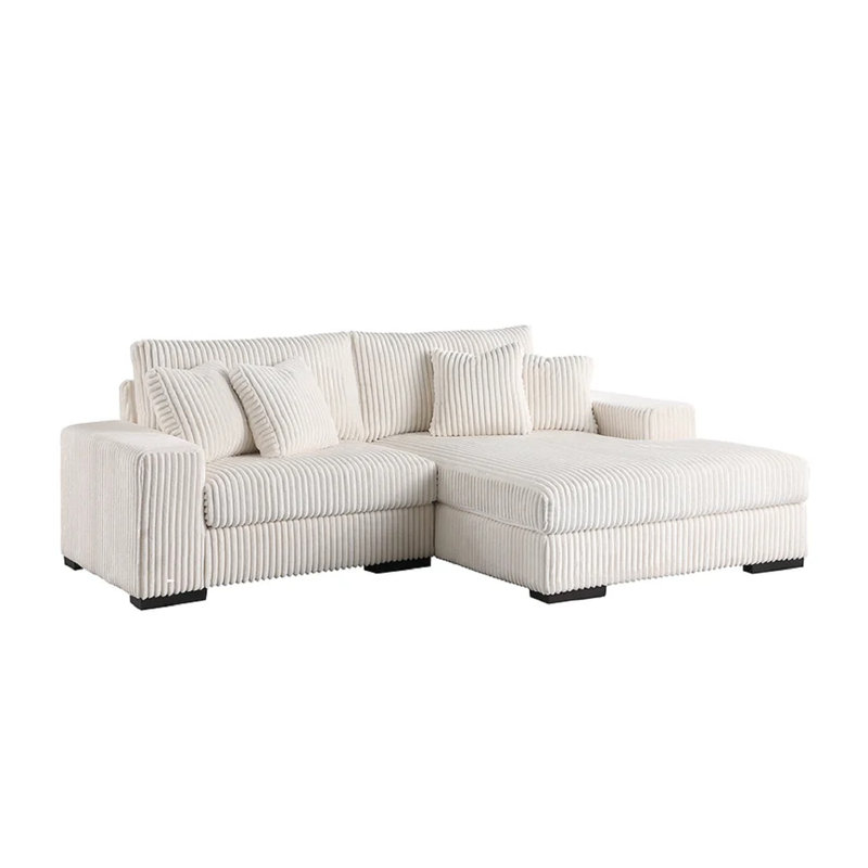 Canapé modulaire 2 pièces Mikeria, Mélange de coton ivoire Jodee