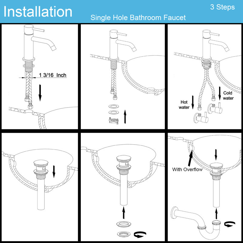 Single-Hole Single-handle Bathroom Faucet with Drain Assembly, Black