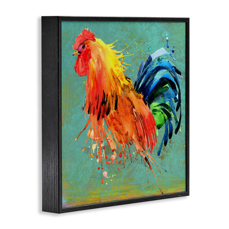 Urban Urban Rooster Splash - Peinture, Giclée encadrée noir minuit, H 12 po x l 12 po