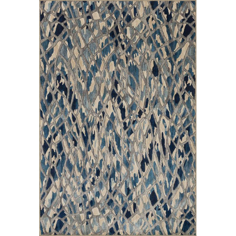 Machine Washable Webbed Floral Ringed Patterned Woven Base Rug, Rectangle 3'3" x 4'11"