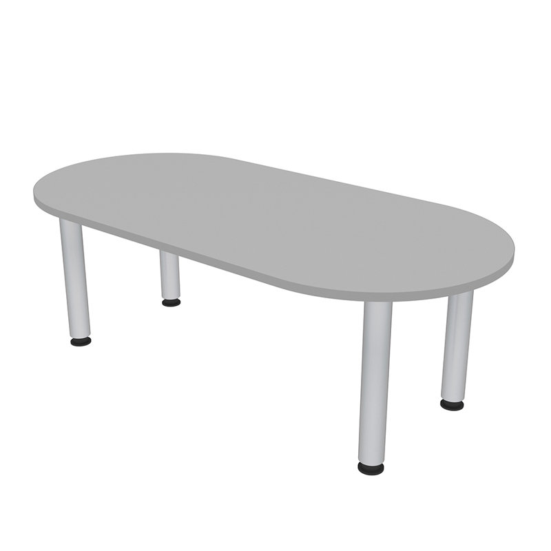 Racetrack Shaped Conference Table w Post Legs, 60" L x 36" W, Fog Grey, Silver