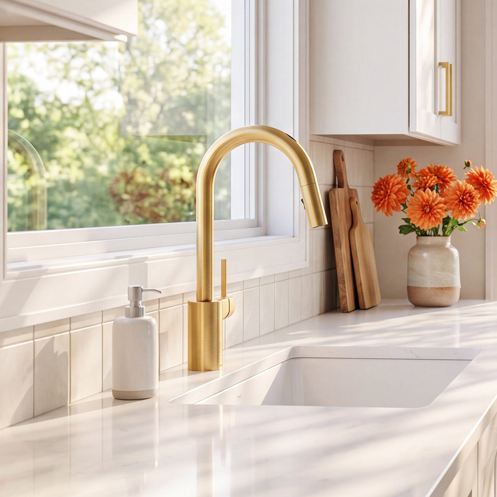 Align Smart Touchless Faucet with Accessories, Brushed Gold