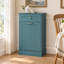 Meuble de poubelle basculant de style champêtre avec tiroir de rangement, en bois, d'une capacité de 38 litres (10 gallons), pour la cuisine et la buanderie - Bleu océan/Une porte-132919105-136026422