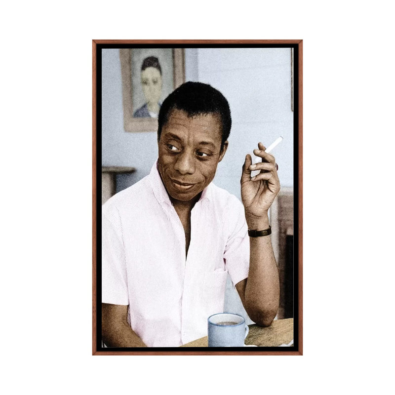 James Baldwin (1924-1987) par Granger-impression, H 26 po x l 18 po x 1,5 po, Toile avec cadre en bois brun classique