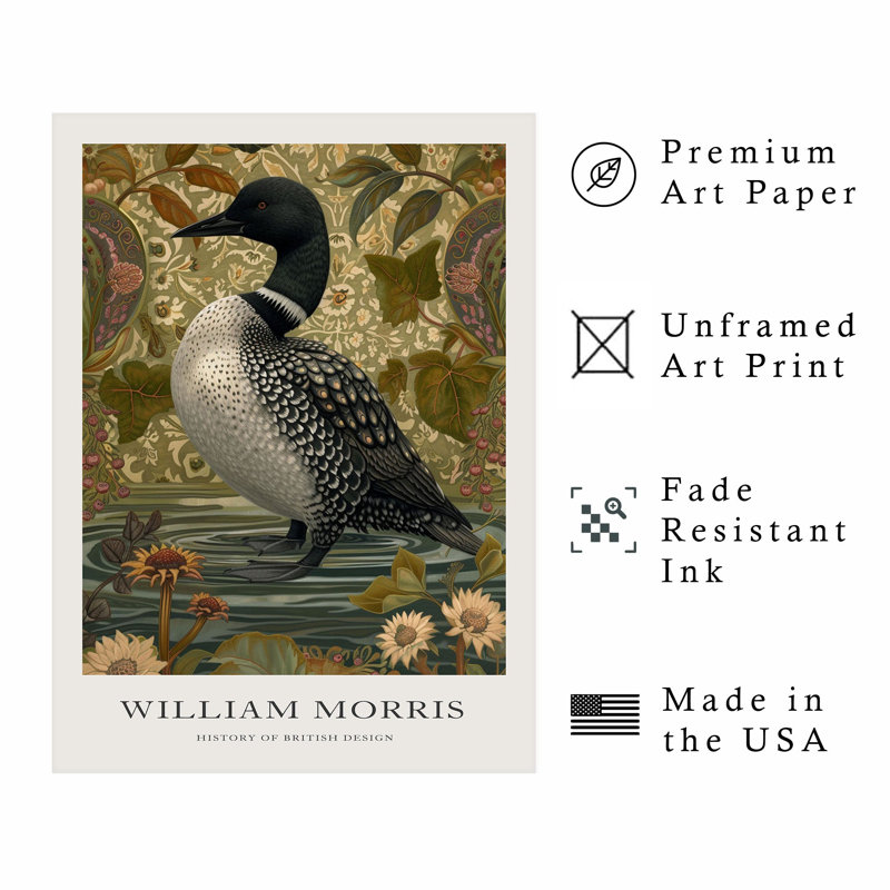 Animaux, reproduction d'art sans cadre William Morris, H 30 po x l 20 po
