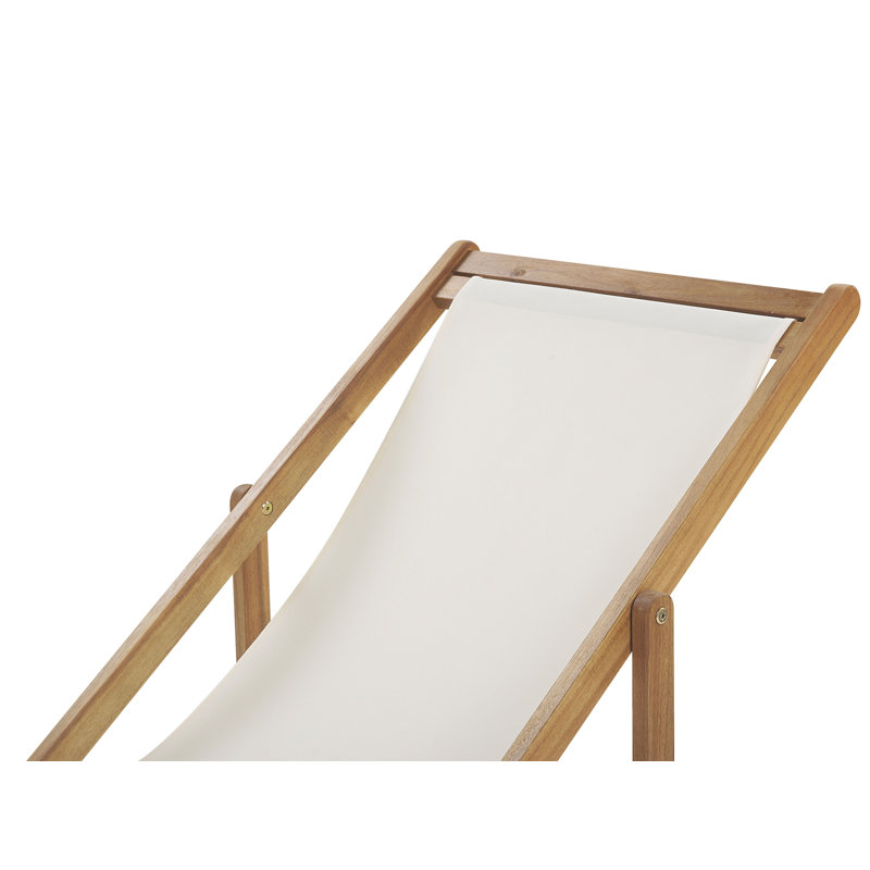 Calianna 128cm Long Reclining Acacia Single Chaise, Brown Wood