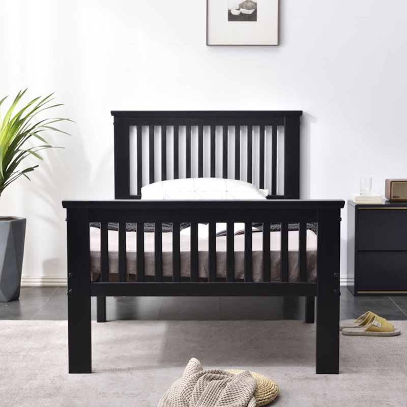 Hammoud Solid Wood Slat Bed, Black