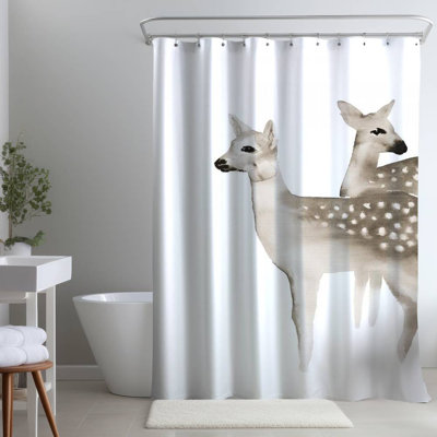 Brown Deer Fawn – Bedroom Home – Polyester Shower Curtain, Dye Sublimation Print, 71" W × 74" L