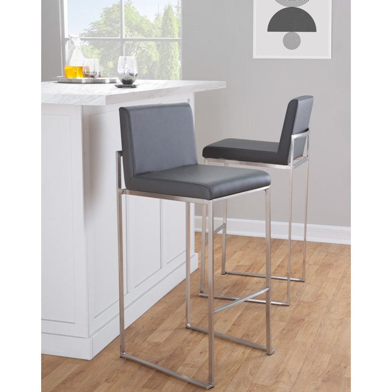 Tabouret de bar et de comptoir à dossier haut Ernestine, Tabouret de bar (siège d'une hauteur de 30 po), Acier Inoxydable